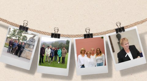 Fotocollage mit Schnappsch&uuml;ssen aus 25 DWA-Dienstjahren von Gabriele Seil.