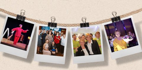 Fotocollage mit Schnappsch&uuml;ssen aus 25 DWA-Dienstjahren von Gabriele Seil.
