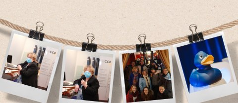 Fotocollage mit Schnappsch&uuml;ssen aus 25 DWA-Dienstjahren von Gabriele Seil.