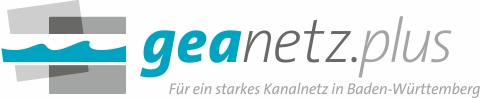 Logo geanetz.plus, Claim: F&uuml;r ein starkes Kanalnetz in Baden-W&uuml;rttemberg
